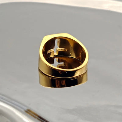 Jesus Cross Ring 316L Stainless Steel Jewelry Polishing Hollow Out Unisex Cross Rings