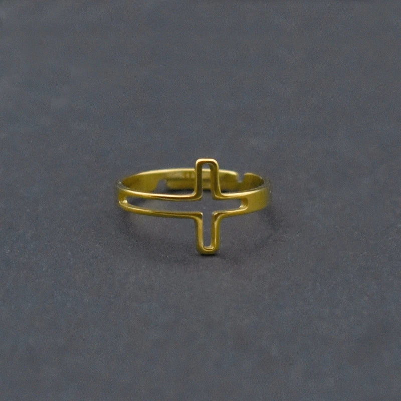 Jesus Cross Rings for Men Women Stainless Steel Adjustable Finger Rings Christian Religious Jewelry Gifts Wholesale