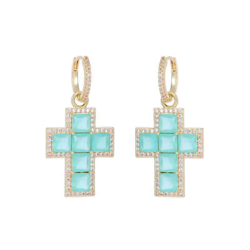 Women's Earrings Designer Detachable Double Wear Circular Women's Cross Earrings