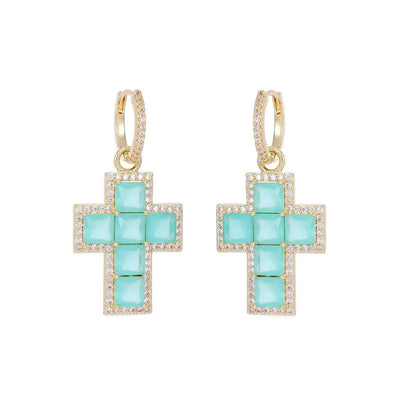 Women's Earrings Designer Detachable Double Wear Circular Women's Cross Earrings