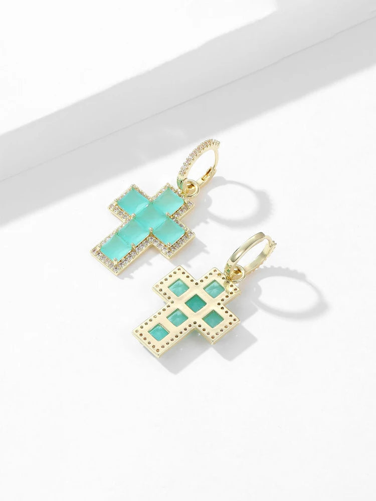 Women's Earrings Designer Detachable Double Wear Circular Women's Cross Earrings
