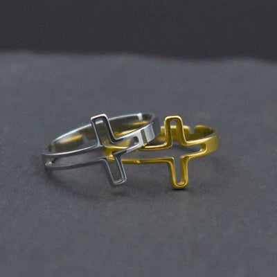 Jesus Cross Rings for Men Women Stainless Steel Adjustable Finger Rings Christian Religious Jewelry Gifts Wholesale
