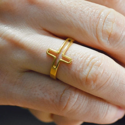 Jesus Cross Rings for Men Women Stainless Steel Adjustable Finger Rings Christian Religious Jewelry Gifts Wholesale