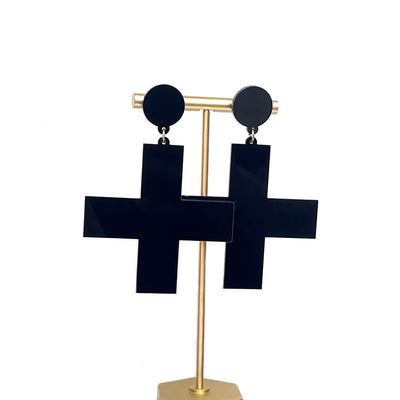 Cross Earrings For Women Acrylic Black Red White Fashion Geometric Hip Hop Jewelry