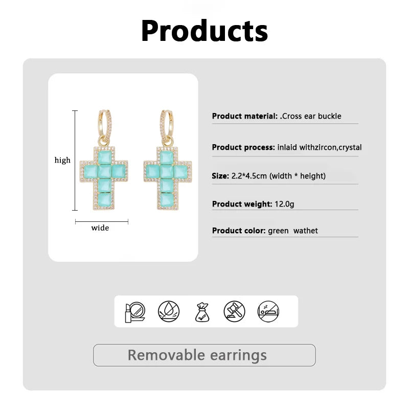 Women's Earrings Designer Detachable Double Wear Circular Women's Cross Earrings