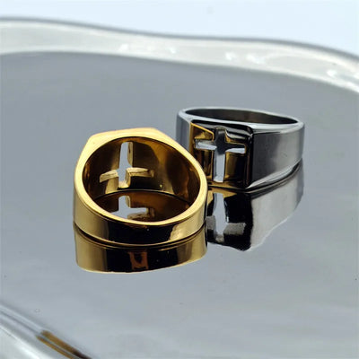 Jesus Cross Ring 316L Stainless Steel Jewelry Polishing Hollow Out Unisex Cross Rings