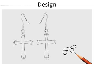 42MM 925 Sterling Silver Exquisite Cross Earrings For Fashion Women Glamor Party Jewelry Gifts Hip Hop Punk Earrings