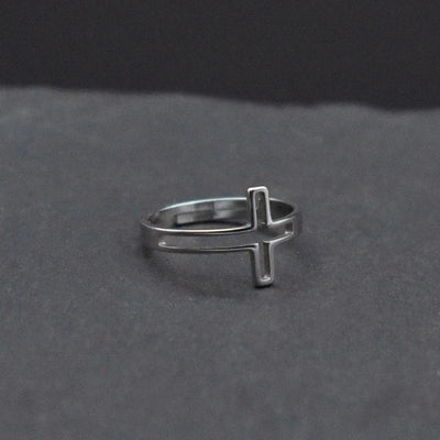 Jesus Cross Rings for Men Women Stainless Steel Adjustable Finger Rings Christian Religious Jewelry Gifts Wholesale