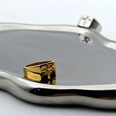 Jesus Cross Ring 316L Stainless Steel Jewelry Polishing Hollow Out Unisex Cross Rings