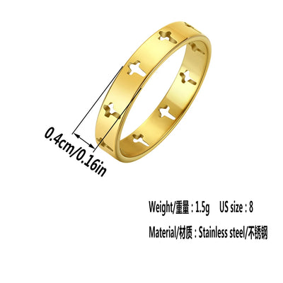 Kinitial Stainless Steel Jesus Cross Rings For Women Men Christian Jewelry Amulet Stackable Ring Bague