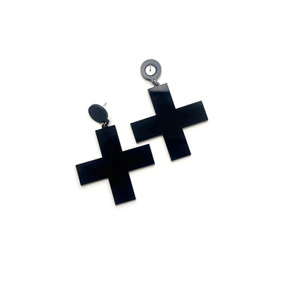 Cross Earrings For Women Acrylic Black Red White Fashion Geometric Hip Hop Jewelry