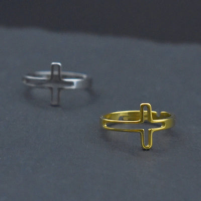 Jesus Cross Rings for Men Women Stainless Steel Adjustable Finger Rings Christian Religious Jewelry Gifts Wholesale