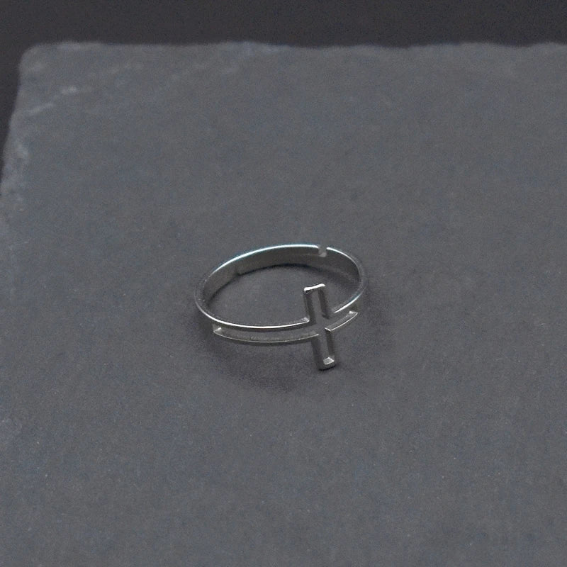 Jesus Cross Rings for Men Women Stainless Steel Adjustable Finger Rings Christian Religious Jewelry Gifts Wholesale