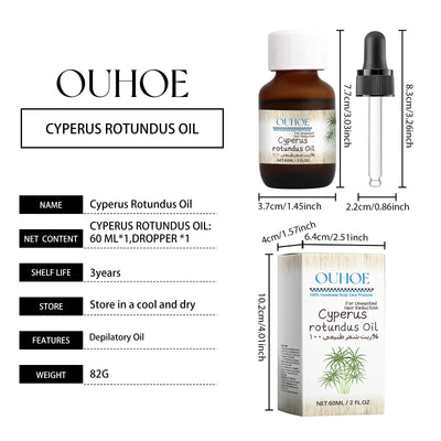 Pure Cyperus Rotundus Oil for Hair Removal Reducing Armpit Legs Arms Body Hair Inhibitor Smooth Body Skin Hair Removal Oil