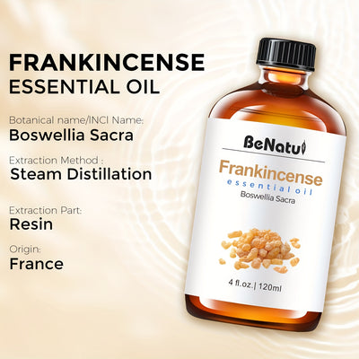 Frankincense Essential Oil 4.06oz - Long-lasting Woody Aroma, Suitable For Diffusers, Humidifiers And | Large Bottle, Suitable For Home And Hotel Fragrances | Warm Resin Scent, Perfect For Meditation Or DIY Candle Making