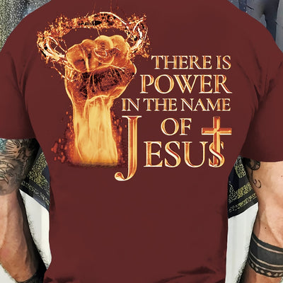 Fist & JESUS Letter Pattern, Men's Trendy Crew Neck Summer T-shirt, Gift For Christian