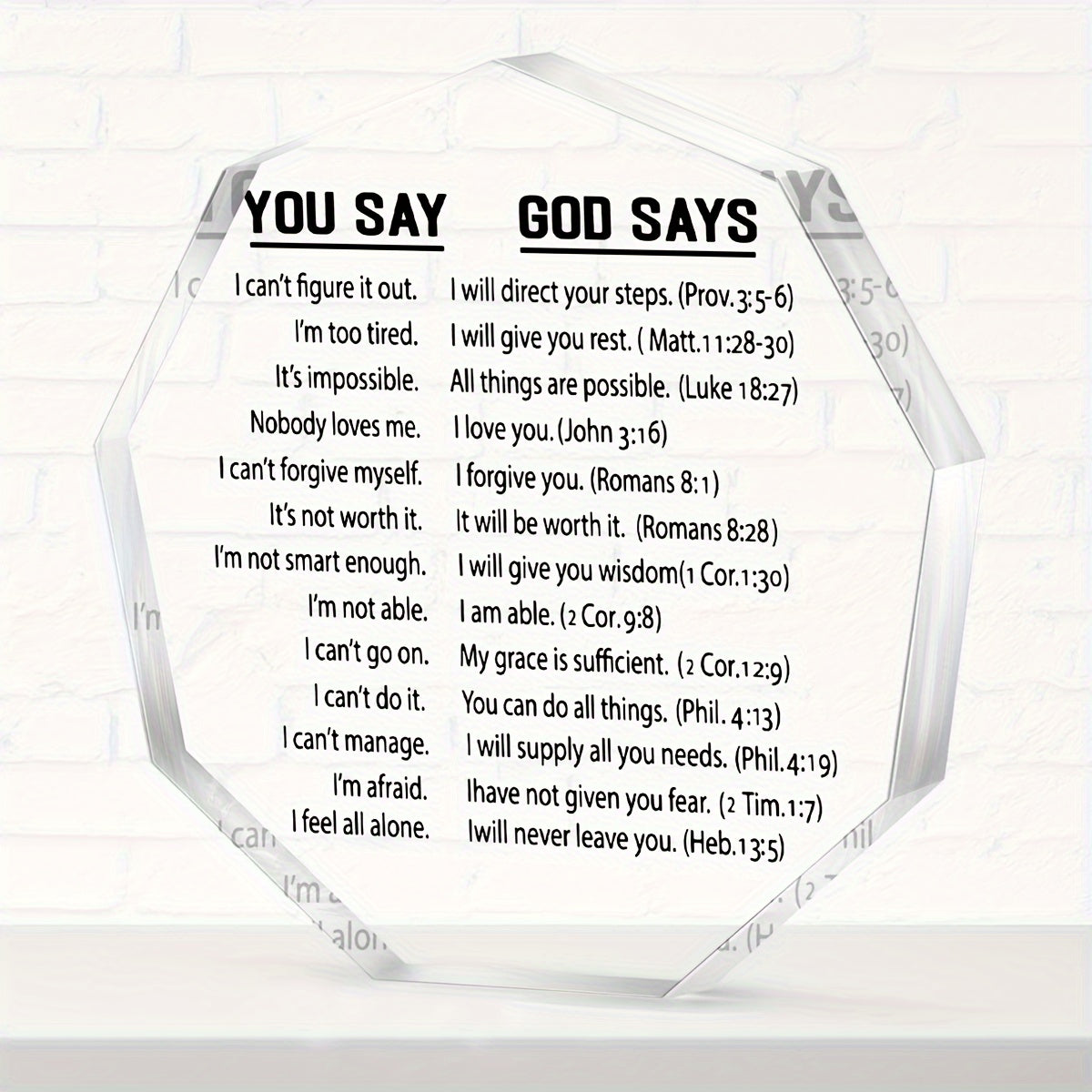 1pc, Inspirational You Say God Say Acrylic Plaque - 4''x4'' Bible Verse Christian Encouragement Gift - Perfect Keepsake for Home Office, Best Friend Women, Mom, Boyfriend, Daughter, Bestie, and Loved Ones