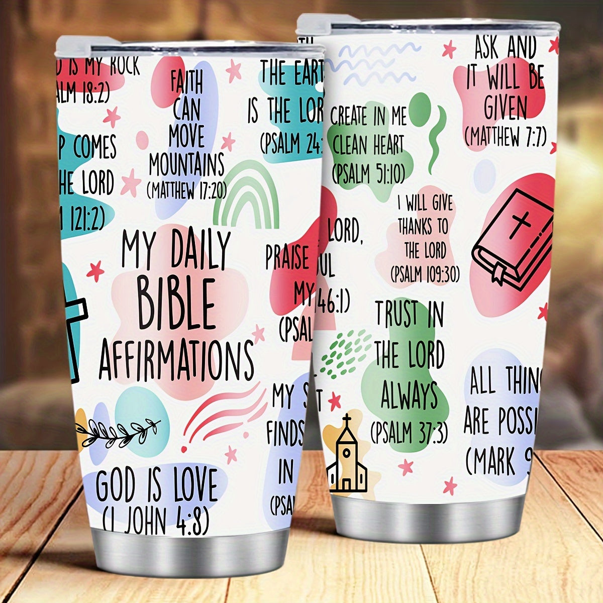 1pc, Christian Gifts For Women, Stainless Steel Tumbler Cup 20oz, Christian Faith Bible Verse Religious Gifts, Holiday Present, Party Present, Birthday Present
