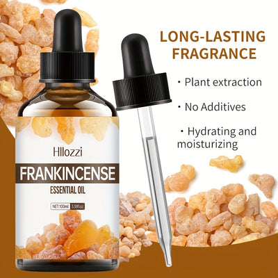 Hllozzi Frankincense Essential Oil, Alcohol-Free, Moisturizing & Hydrating Facial & Body Skincare, All Skin Types, Unisex Adult, Massage Serum