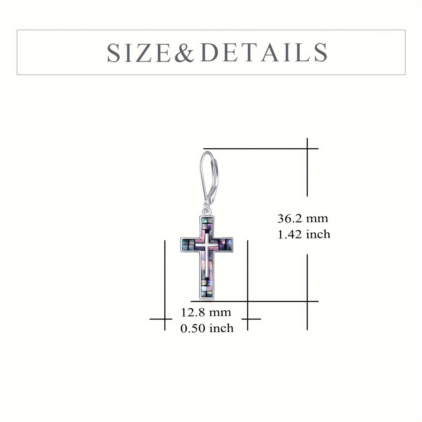 YFN Cross Earrings Sterling Silver Abalone Shell Cross Earrings Dangle Drop Earrings Jewelry Gifts For Women