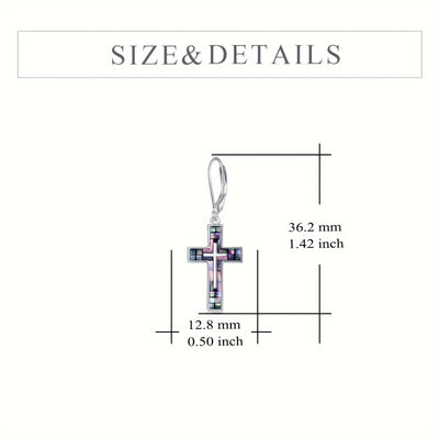 YFN Cross Earrings Sterling Silver Abalone Shell Cross Earrings Dangle Drop Earrings Jewelry Gifts For Women