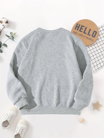 JESUS LOVES ME Print Boys Sweatshirt, Kids Casual Long Sleeve Crew neck Pullover Top For Fall Winter