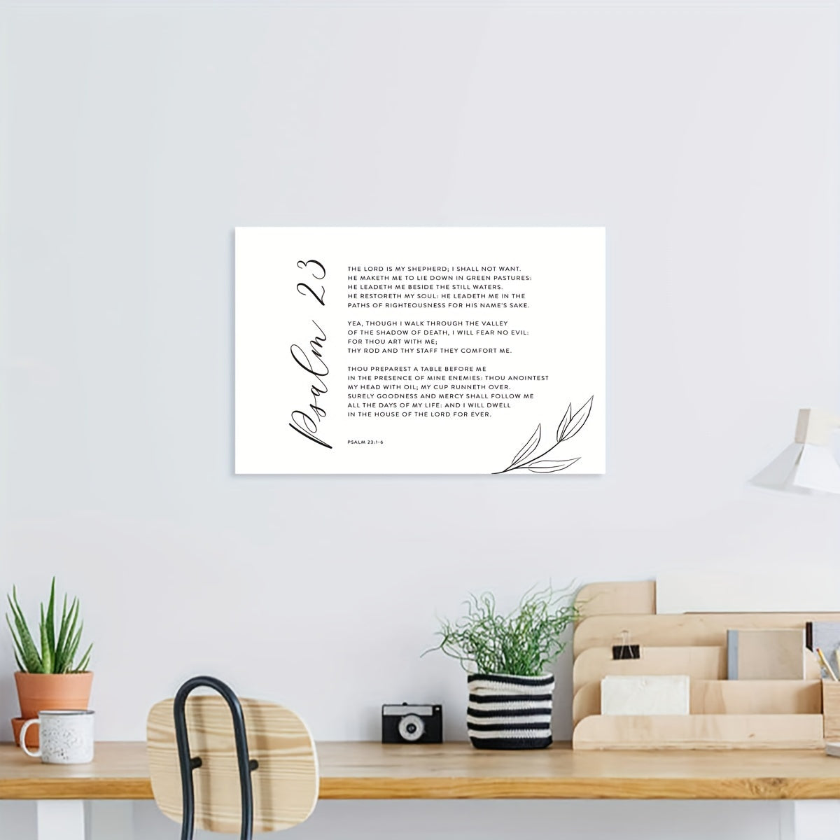 Psalm 23 KJV Bible Verse, Scripture Christian Wall Art, Scripture Bible Verse Wall Art Framed Printed on Canvas for Home Decor Pictures Modern Artwork Hanging For Living Room Bedroom Ready to Hang