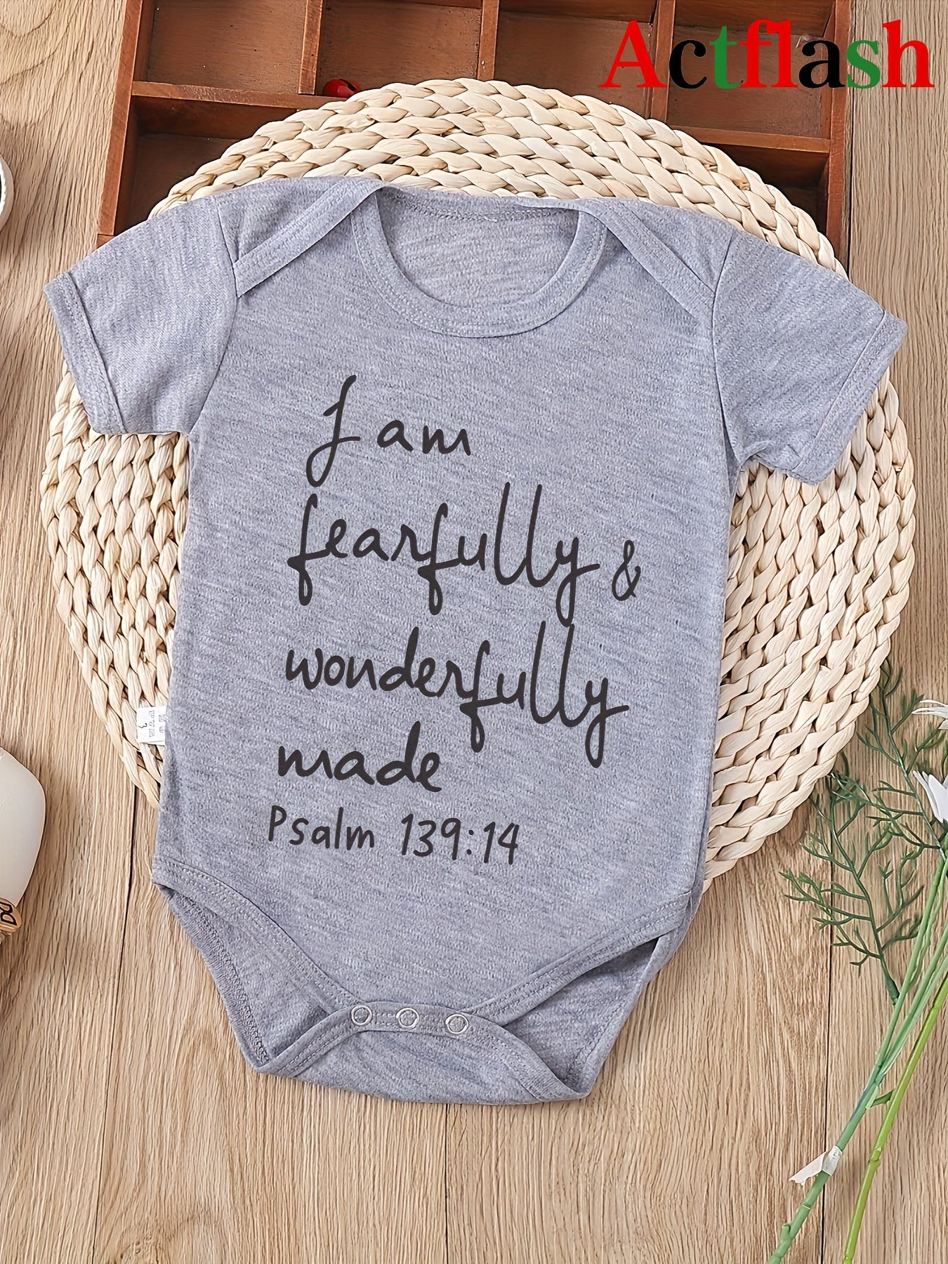 ACTFLASH Baby Girl'S First Birthday Outfit - "I Am Fearfully & Wonderfully Made" Psalm 139:14 Christian Romper, Soft Short Sleeve Onesie for Newborns, Baptism & Christening Ceremony Clothes - Easy Diaper change snaps, Babygir
