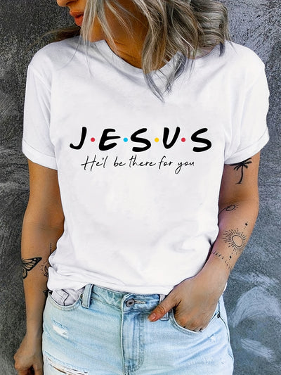 Stylish Jesus Graphic Print T-Shirt - Soft, Breathable, Short Sleeve, Casual Summer Top for Women - Relaxed Fit, Comfortable Clothing for Daily Wear