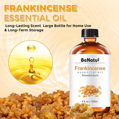 Frankincense Essential Oil 4.06oz - Long-lasting Woody Aroma, Suitable For Diffusers, Humidifiers And | Large Bottle, Suitable For Home And Hotel Fragrances | Warm Resin Scent, Perfect For Meditation Or DIY Candle Making