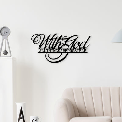 1pc, Anything Is Possible With God Metal Wall Signs, Scripture Signs, Christian Words, Scripture Signs, Farmhouse Decoration