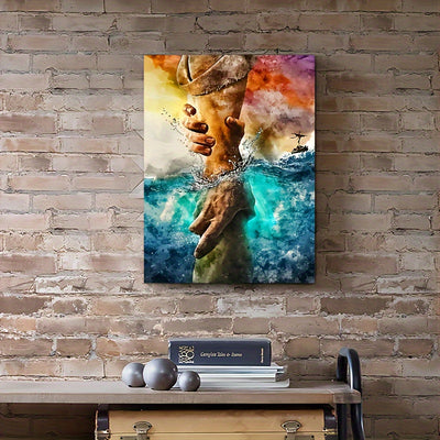 Hand of God Canvas Wall Art - Jesus Give Me Your Hand, Wooden Framed Christian Decor for Home & Office, 11.8x15.7 inches, Perfect for Room Decor