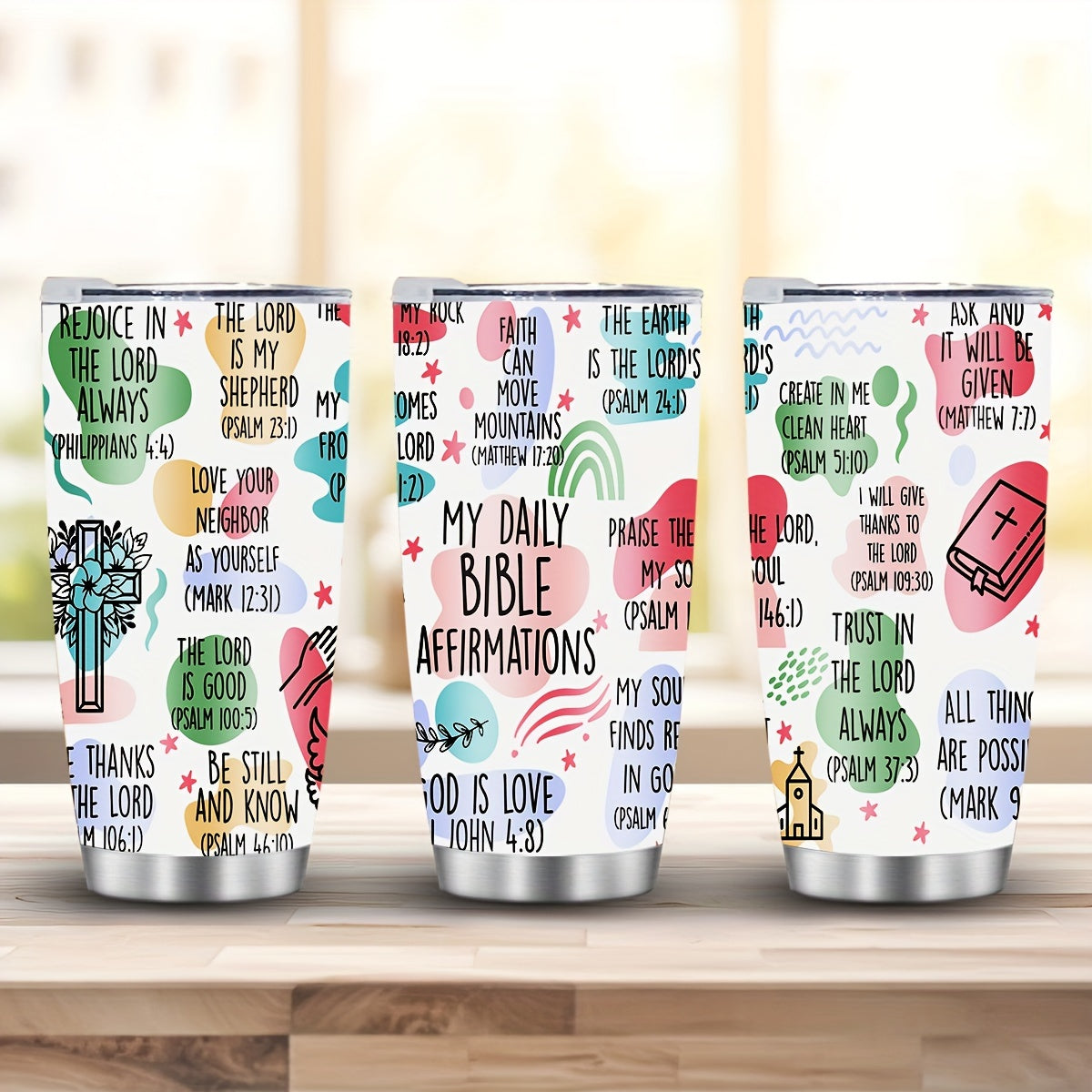1pc, Christian Gifts For Women, Stainless Steel Tumbler Cup 20oz, Christian Faith Bible Verse Religious Gifts, Holiday Present, Party Present, Birthday Present