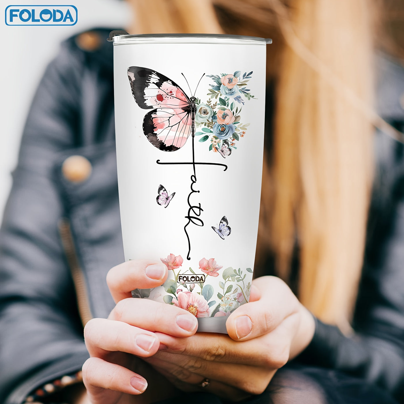 20oz Christian Insulated Travel Coffee Mug - Foloda 1pc Faith Tumbler Cup with Lid - Encouraging Inspiration Gifts for Women Christian Tumblers