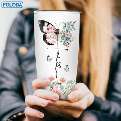 20oz Christian Insulated Travel Coffee Mug - Foloda 1pc Faith Tumbler Cup with Lid - Encouraging Inspiration Gifts for Women Christian Tumblers