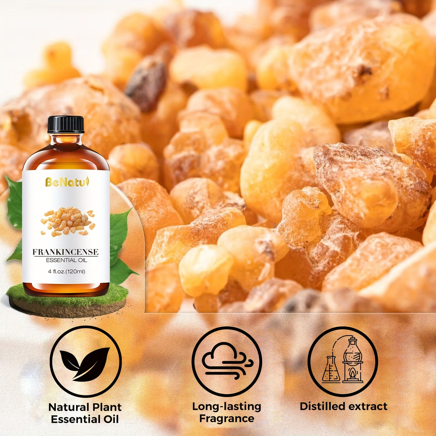 Frankincense Essential Oil 4.06oz - Long-lasting Woody Aroma, Suitable For Diffusers, Humidifiers And | Large Bottle, Suitable For Home And Hotel Fragrances | Warm Resin Scent, Perfect For Meditation Or DIY Candle Making