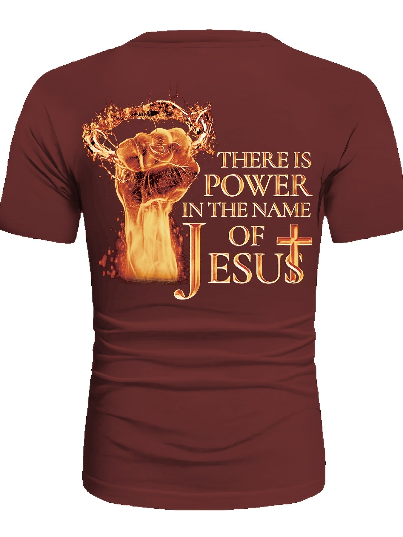 Fist & JESUS Letter Pattern, Men's Trendy Crew Neck Summer T-shirt, Gift For Christian