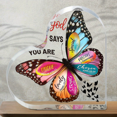 1pc, Christian Gifts For Women Faith Inspirational Gifts For Mom, Acrylic Religious Desk Decor Bible Verse Gift Butterfly Scripture Gifts, Motivational Gift For Mother Sister Friends, Halloween gifts, Thanksgiving gifts, Chri