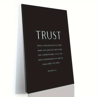 Proverbs 35-6 Christian scripture wall art poster, bible verse black and white artwork, Trust in the Lord KJV frame painting printed on canvas Church decoration picture artwork ready to hang